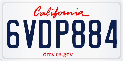 CA license plate 6VDP884