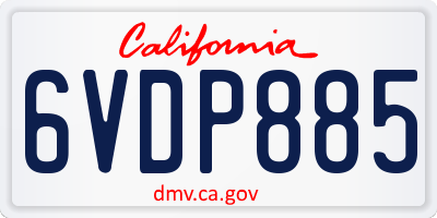 CA license plate 6VDP885