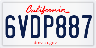 CA license plate 6VDP887