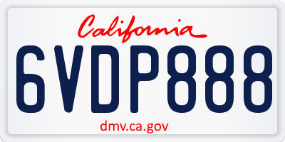 CA license plate 6VDP888