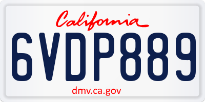 CA license plate 6VDP889