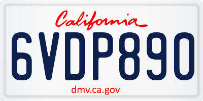 CA license plate 6VDP890