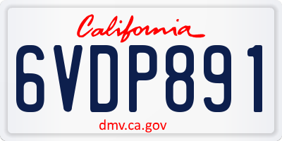 CA license plate 6VDP891