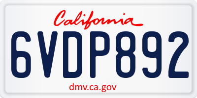 CA license plate 6VDP892