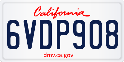 CA license plate 6VDP908