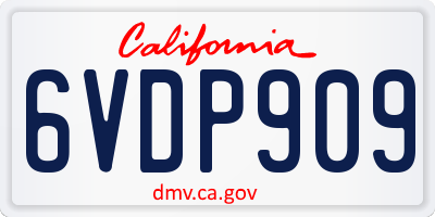 CA license plate 6VDP909