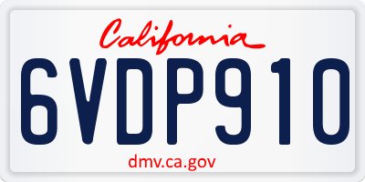 CA license plate 6VDP910