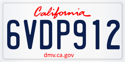CA license plate 6VDP912