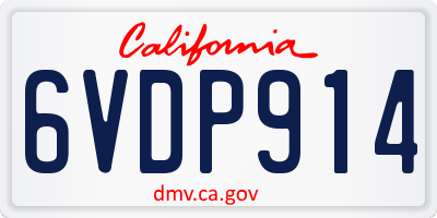 CA license plate 6VDP914