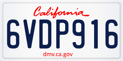 CA license plate 6VDP916