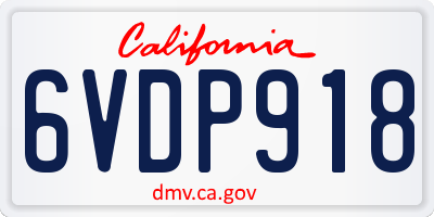 CA license plate 6VDP918