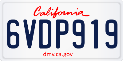 CA license plate 6VDP919