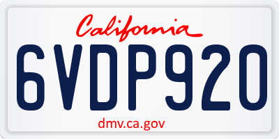 CA license plate 6VDP920