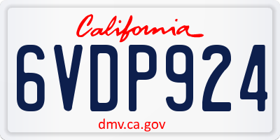 CA license plate 6VDP924