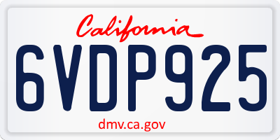 CA license plate 6VDP925
