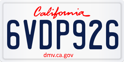 CA license plate 6VDP926