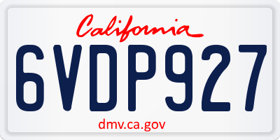 CA license plate 6VDP927