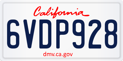 CA license plate 6VDP928