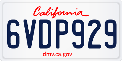 CA license plate 6VDP929