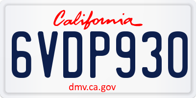 CA license plate 6VDP930