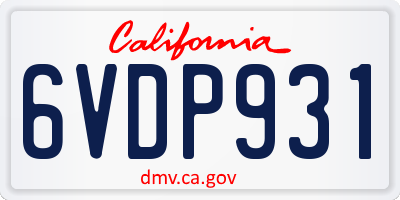 CA license plate 6VDP931