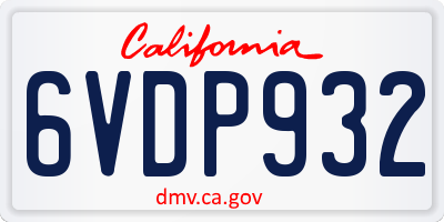 CA license plate 6VDP932