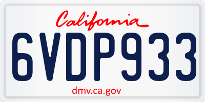 CA license plate 6VDP933