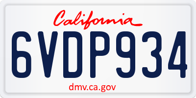 CA license plate 6VDP934