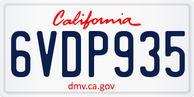 CA license plate 6VDP935