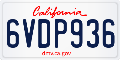 CA license plate 6VDP936