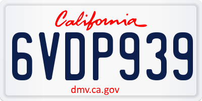 CA license plate 6VDP939