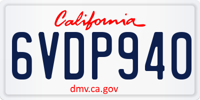 CA license plate 6VDP940