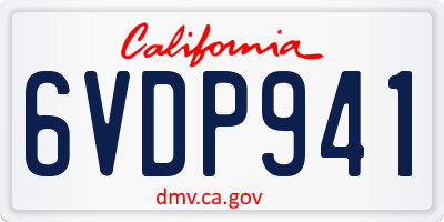 CA license plate 6VDP941