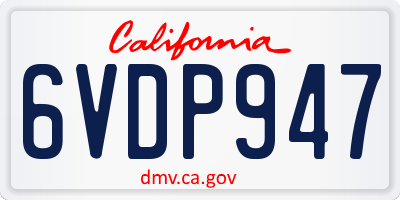 CA license plate 6VDP947