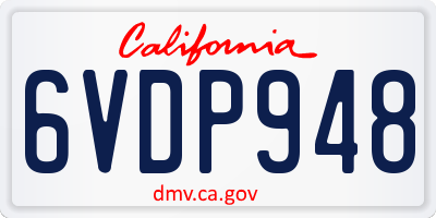 CA license plate 6VDP948