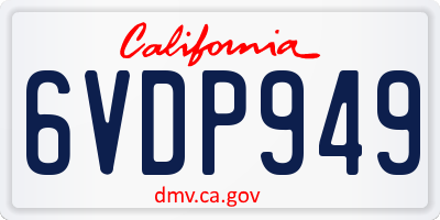 CA license plate 6VDP949