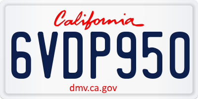 CA license plate 6VDP950