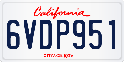 CA license plate 6VDP951