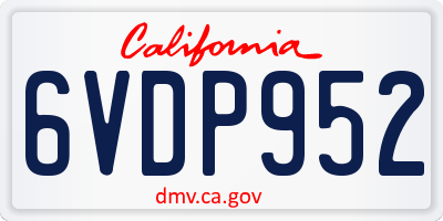CA license plate 6VDP952