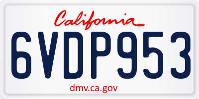 CA license plate 6VDP953