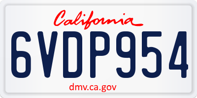 CA license plate 6VDP954