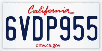 CA license plate 6VDP955