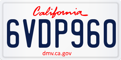 CA license plate 6VDP960