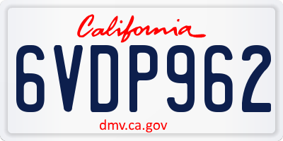 CA license plate 6VDP962