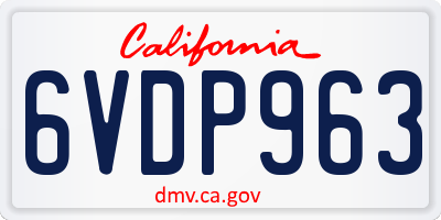 CA license plate 6VDP963