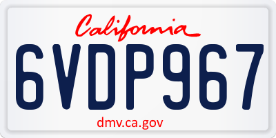 CA license plate 6VDP967