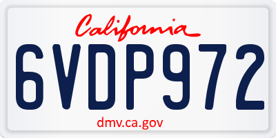 CA license plate 6VDP972