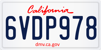 CA license plate 6VDP978