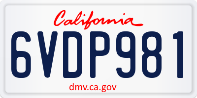 CA license plate 6VDP981