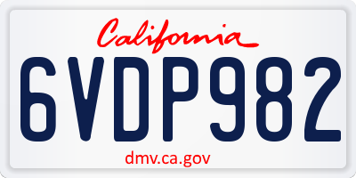 CA license plate 6VDP982